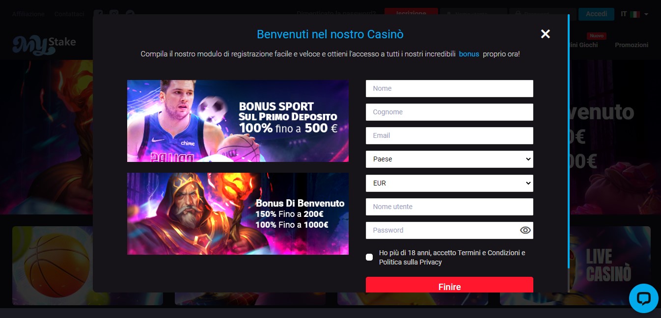 registrazione mystake italia